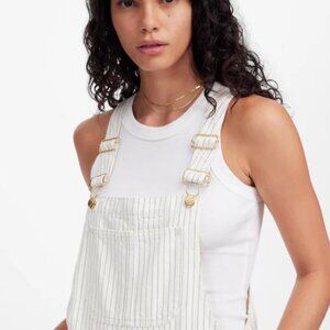 Madewell Denim Relaxed Overalls in Ecru Pinstripe